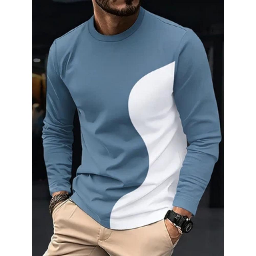 Herren Grafisches Langarm-T-Shirt Cool Bedruckt Rundhals Lässig Streetwear Oberteil