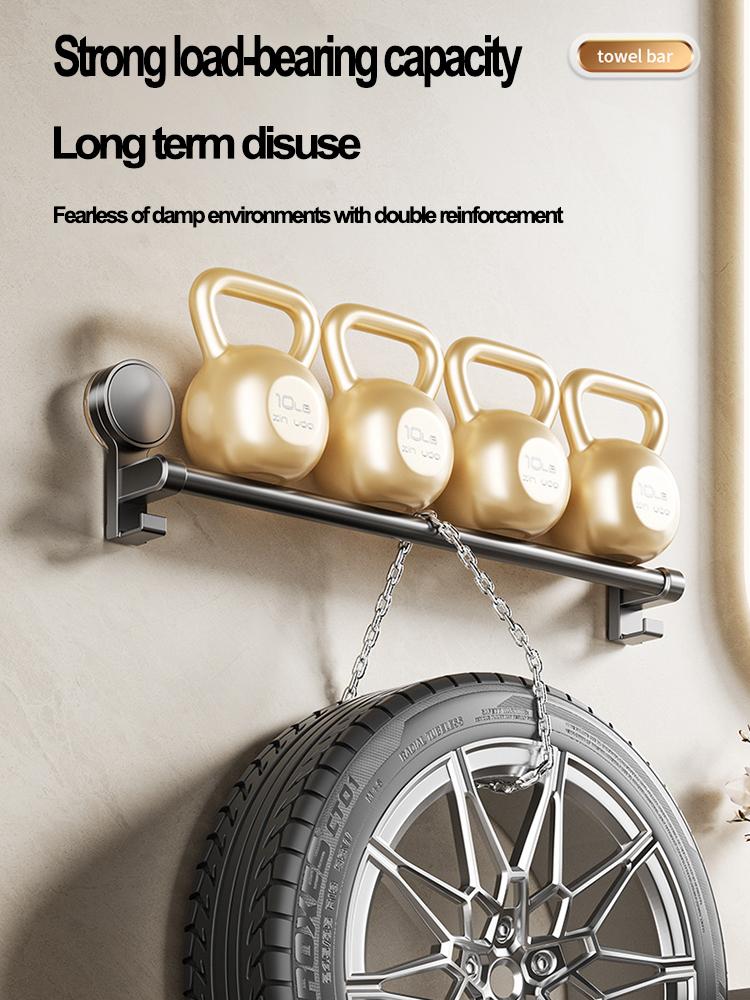 Strong Suction Cup Towel Bar Stainless Steel Bathroom Towel Rack No Drill 10KG Heavy Duty Waterproof for Bathroom/Kitchen