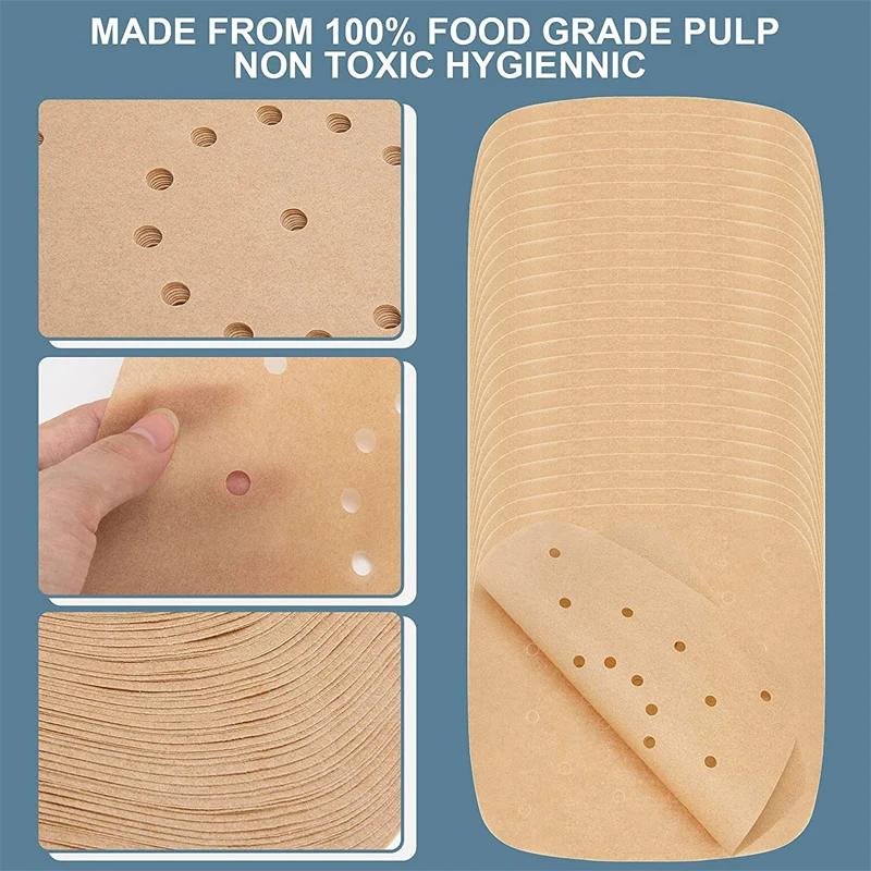 100pcs Disposable Air Fryer Parchment Paper Air Fryer Paper Liner Non Stick Steamer Liner Oven Microwave Steamer Basket