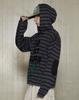 GLACK Gnt054 Slogan Stripe Cable Hooded Zip-Up Knit (Charcoal)