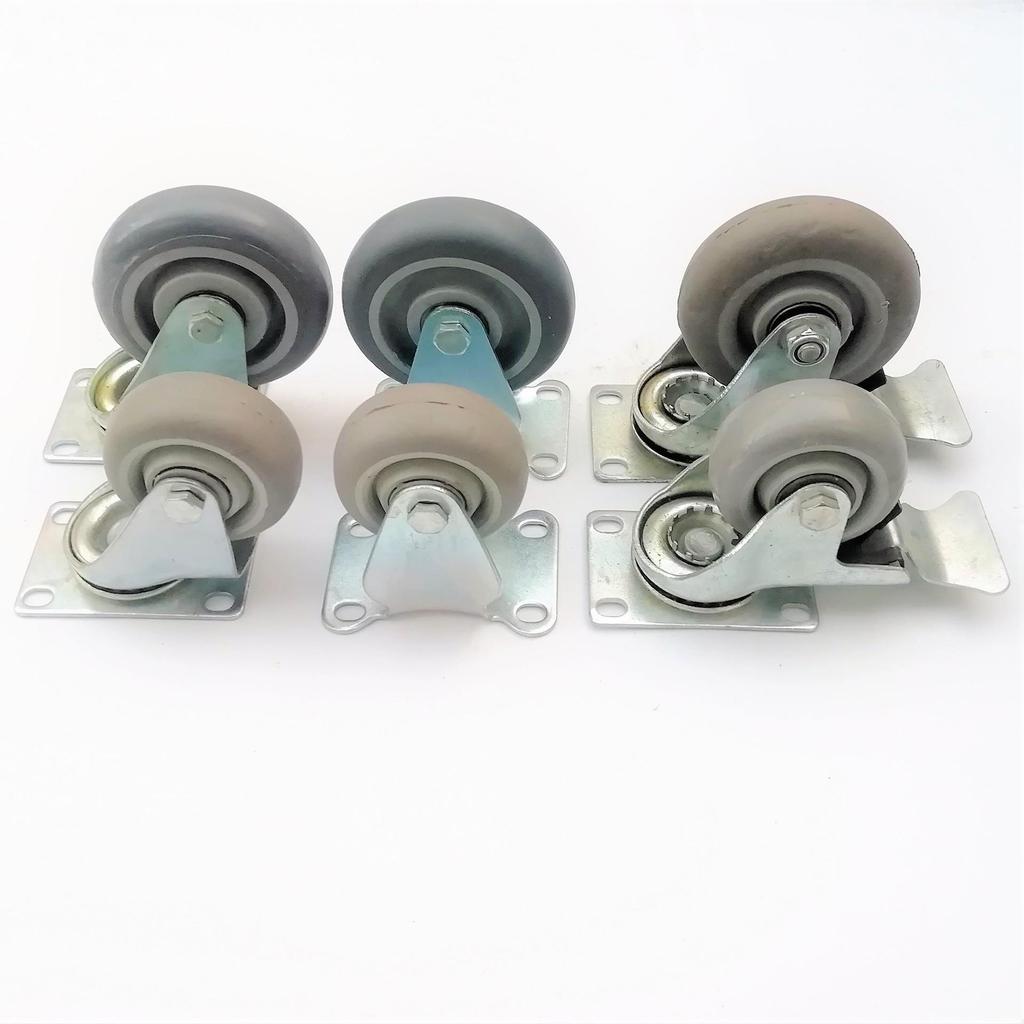 Silent Medium-Sized Gray Rubber Swivel Caster Wheel