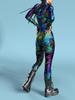 Mehrfarbiger Druck Feier Party Damen Kinder Regenbogen Sexy Skinny Jumpsuit Tragen Onesie Cosplay Kostüm Elastische Bodysuits Strampler