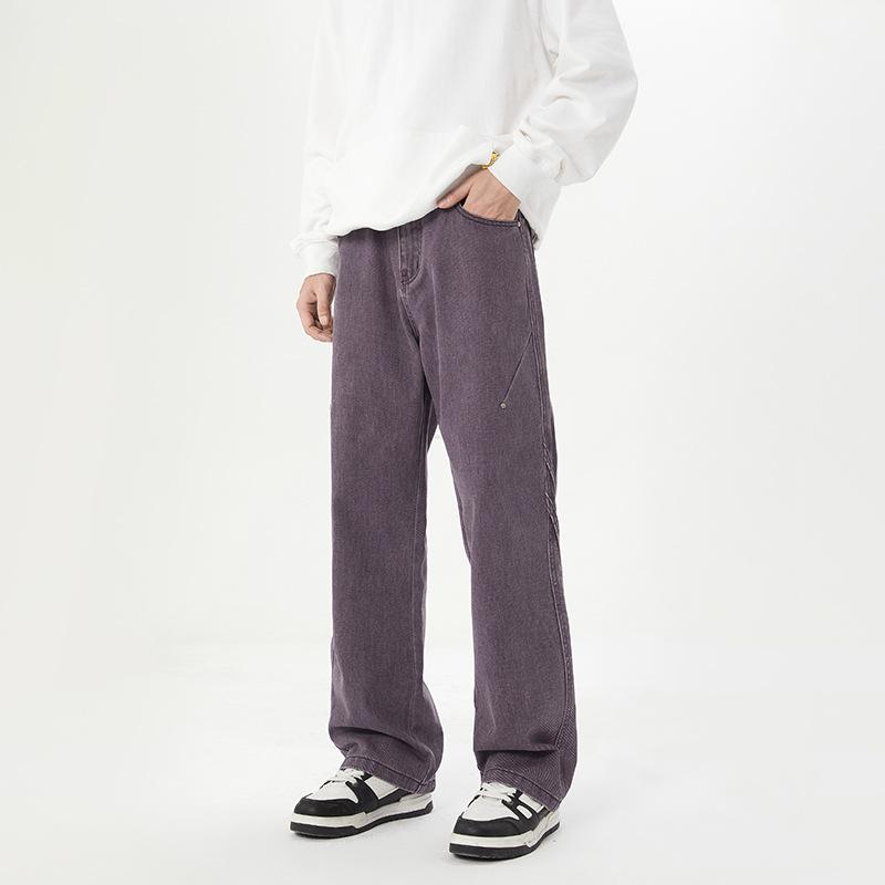 Timber Pants Purple Jeans Men's Sense Commuting Casual Wear Wide-leg Pants Breathable Fabric Comfortable Wear Easy to Care For Practical Daily Use