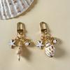 Oceanic Shell Alloy Keychain Pearls Accent Lightweight Versatile Purse Charm Jewelry Multi Functional Accessory