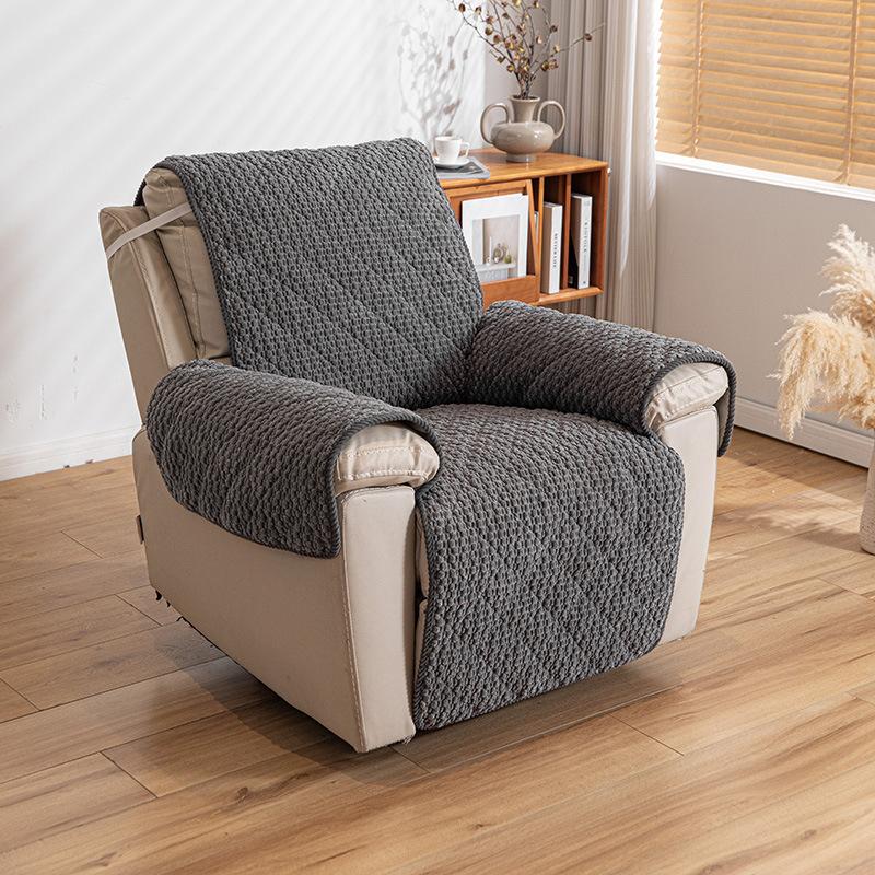 Corduroy Lounge Chair Cover Solid Color Seat Cushion Elastic Band Fixed Anti-slip Sofa Protector Scratched Resistant Sofa Covers
