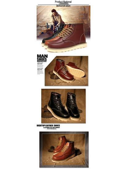 Men's Leather Martin Boots: Trendy High-Top British Style, Casual, Genuine Work Shoes for Couples