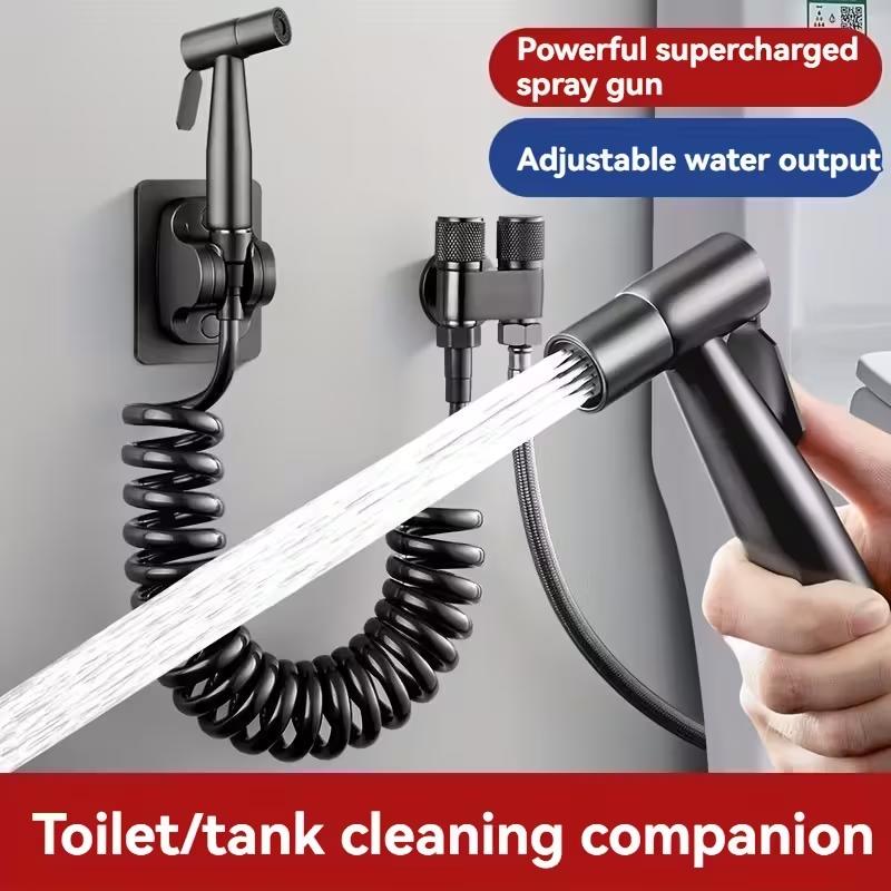 6pcs High-Pressure Toilet Spray Gun Set - 304 Stainless Steel Wall-Mounted Toilet Spray Gun, Suitable for Toilets, Sinks,