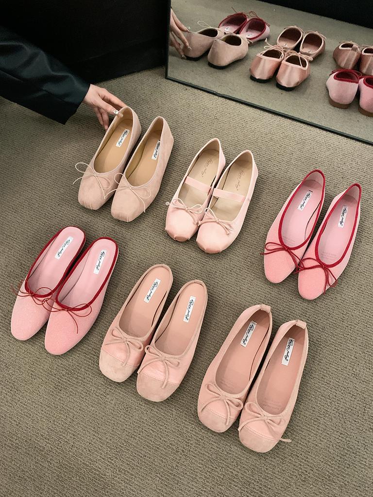 Lovely Pink Summer New Brand Women Flat Shoe Round Toe Shallow Slip On Ballerinas Shoes Soft Flat Heel Dress Ballet Shoe
