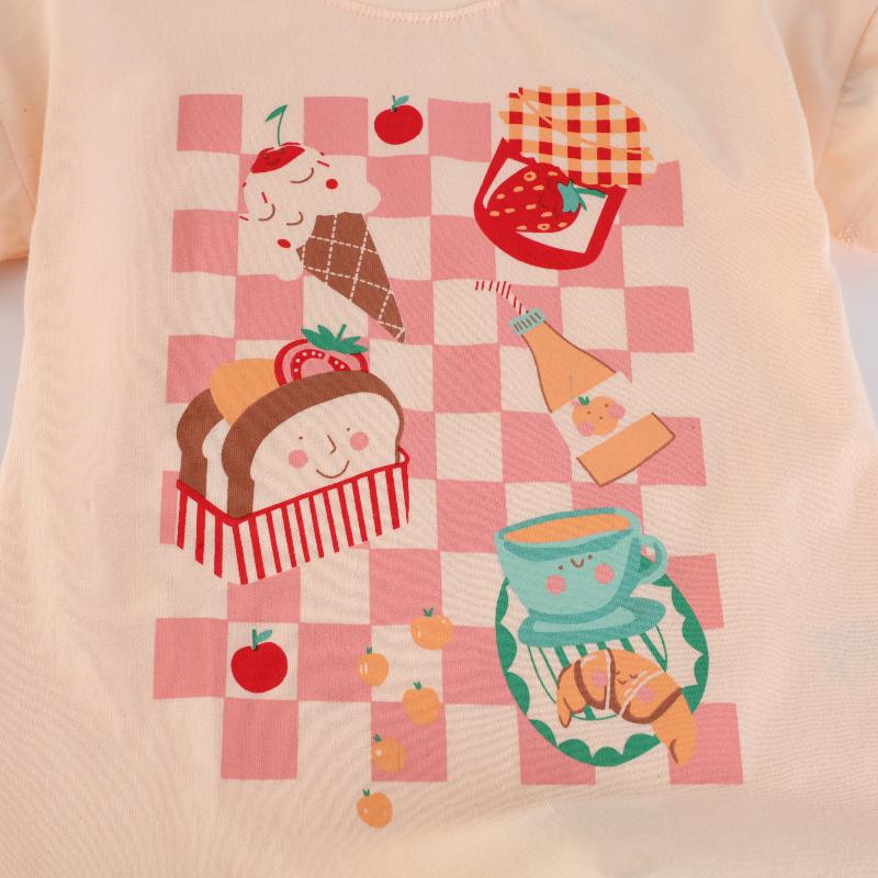 Little Maven 2025 New Summer Kids Clothes Korean Children's Clothes Children's Clothing T-shirts Cartoon Bread Baby Girls