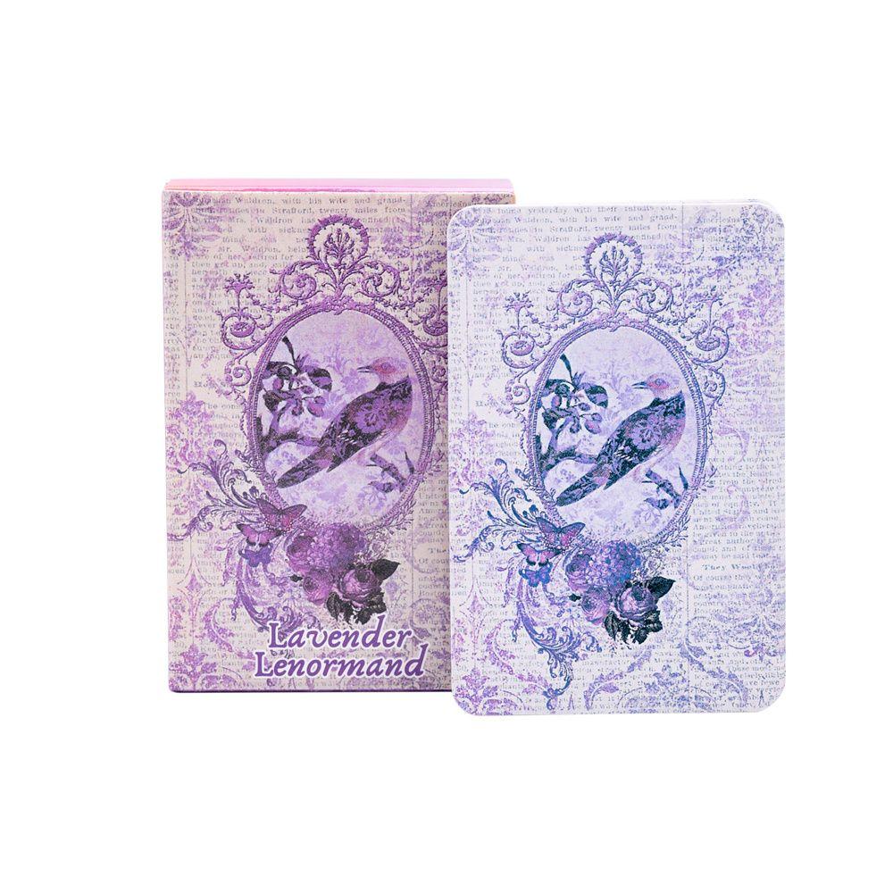 Levandulový Lenormandský balíček - 36 karet s vintage botanickými ilustracemi, 9*6cm Shabby Chic Fialová Estetika Alternativa k Tarotu