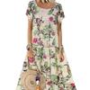 2024 Retro Floral Print Short-Sleeve Round-Neck Women's Dress
