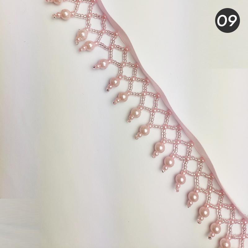1 Yard Handmade Tassel Lace Trim Imitation Pearl Beaded Fringe For DIY Stage Dress Curtain Wedding Jewelry Upholstery Crafts