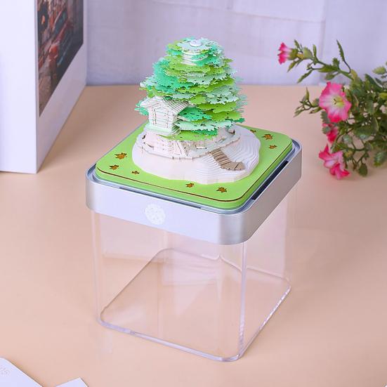 2026 Tidsstycke Kalender 3D Självhäftande Notislappar Bordskalender med LED-ljus Memoblock Konst Veckokalender Pappersskulptur Gåva till Kollega Vän Skrivbord