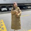 Winter 2025 new long cotton jacket over the knee Korean version of loose collegiate style down padded jacket thickened jacket