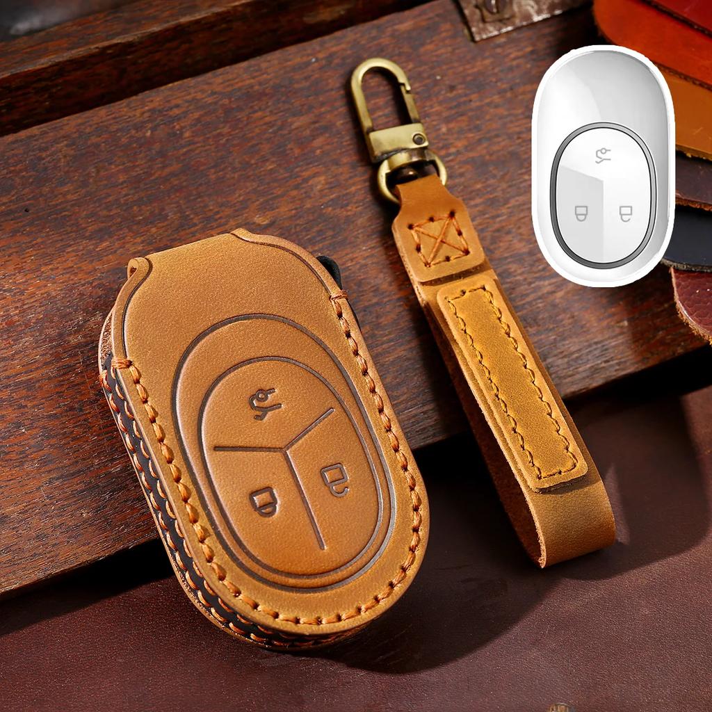 Leather Car Key Cover Keychain Holder Case Protector for Nio ET7 ET5 2022 2023 2024 3button Keyless Go Remote Shell Accessories