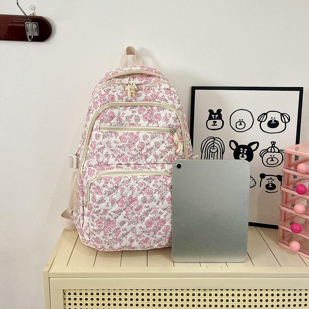3pcs/set Women Students School Bookbag Travel Floral Printed Backpack Casual Rucksack Cosmetic Crossbody Bag with Clutch Purse