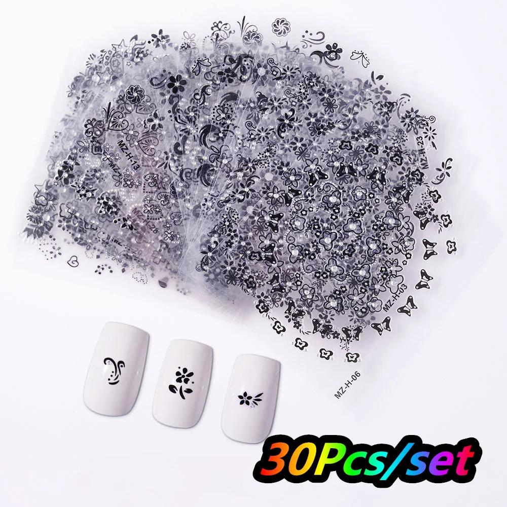 30 Stück Weihnachten Geprägt Glitzer 5D Nagelaufkleber 6*5cm Elch Schneeflocke Bär Schneemann Xmas Aufkleber Winter Maniküre Glitzer Aufkleber