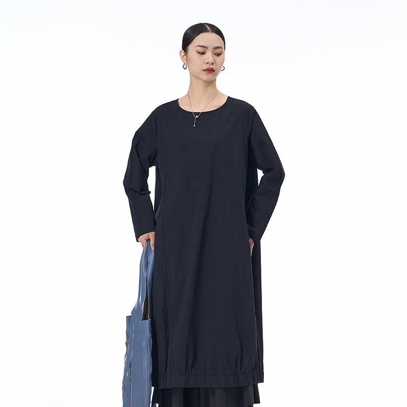 2026 Spring Korean Style Long Sleeve Shirt Dress, Plus Size, Yamamoto Slimming Loose Fit Women's Pullover