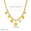 DIEYURO 316L Stainless Steel Golden Luxury Moon Sun Crystal Flower Pendant Necklace Lady Fashion Waterproof Neck Chain Jewelry