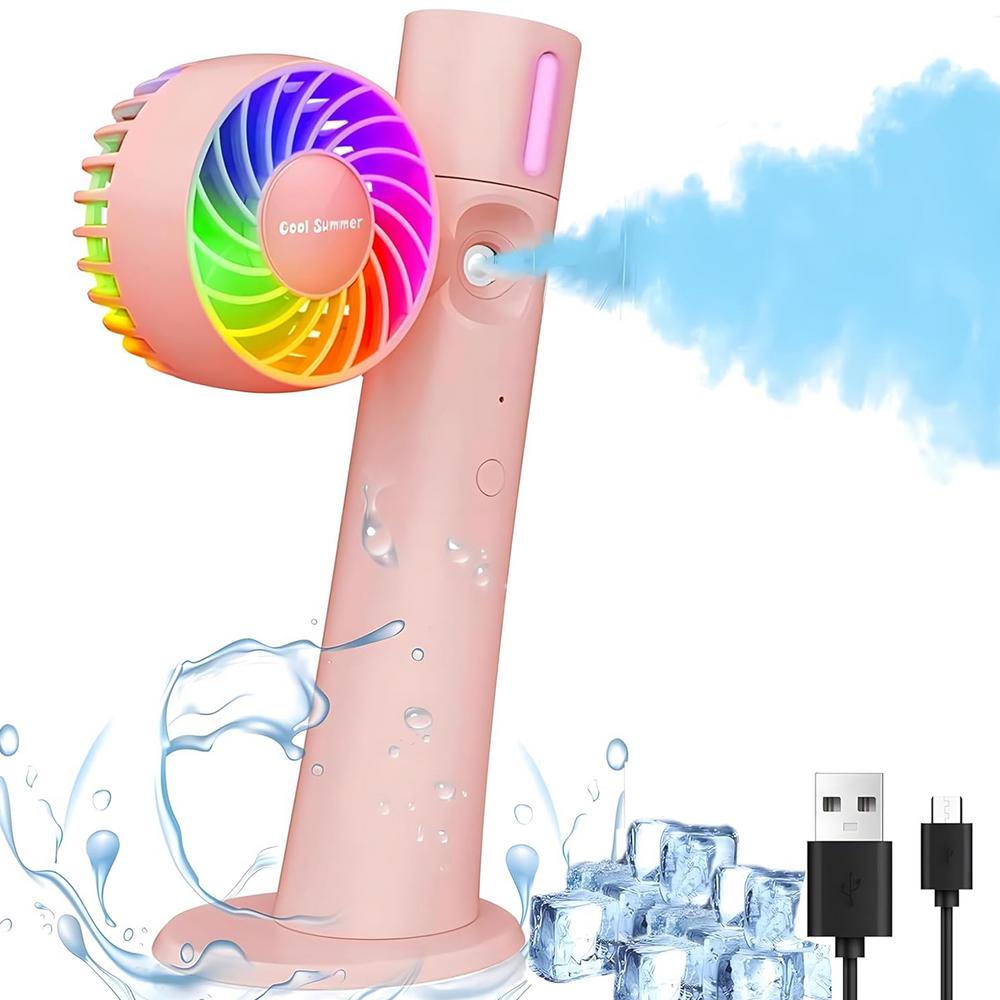 Portable Mist Fan 2 Speed Modes Mist Spray Fan With LED Light Multifunctional Portable Strong-Wind Air Cooling For Travel