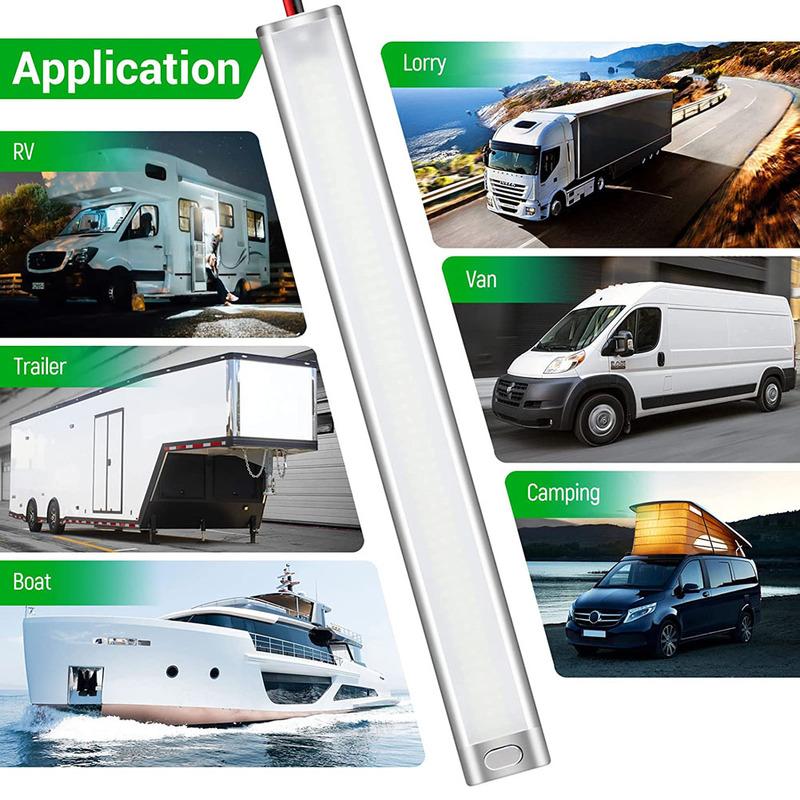 2pcs 168 LEDs 12V Car Interior Light Bar Strip with ON/OFF Switch for Truck RV Van Lorry Camper Boat Caravan Motorhome