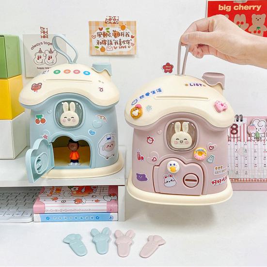 Piggy Bank Creative Shape Adorable Appearance Large Capacity Vibrant Color with Keys Save Money Acrylic Cartoon Money Coin Piggy