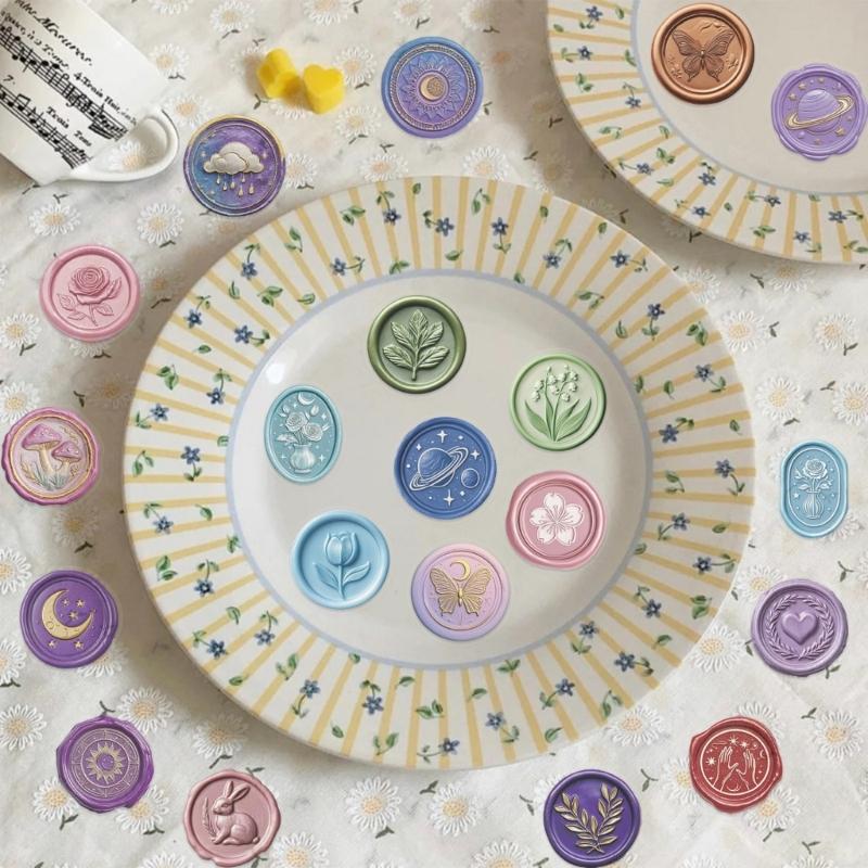 50pcs Reusable Waxes Seal Stickers for Tablets Decoration Colorful Pet Film Scratch Resistant Design
