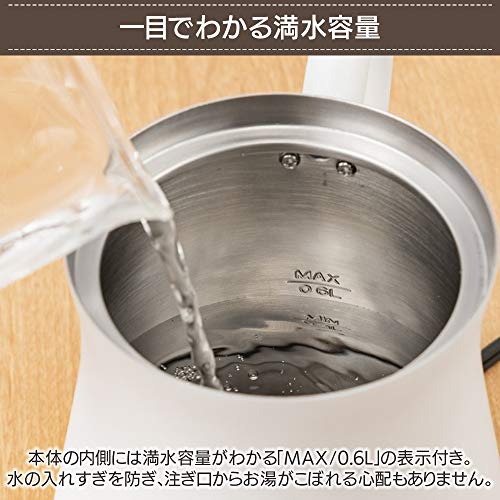 Iris Ohyama Electric Kettle, Drip Type, 600ml, Antique Style, White, IKE-C600-W, Energy Saving