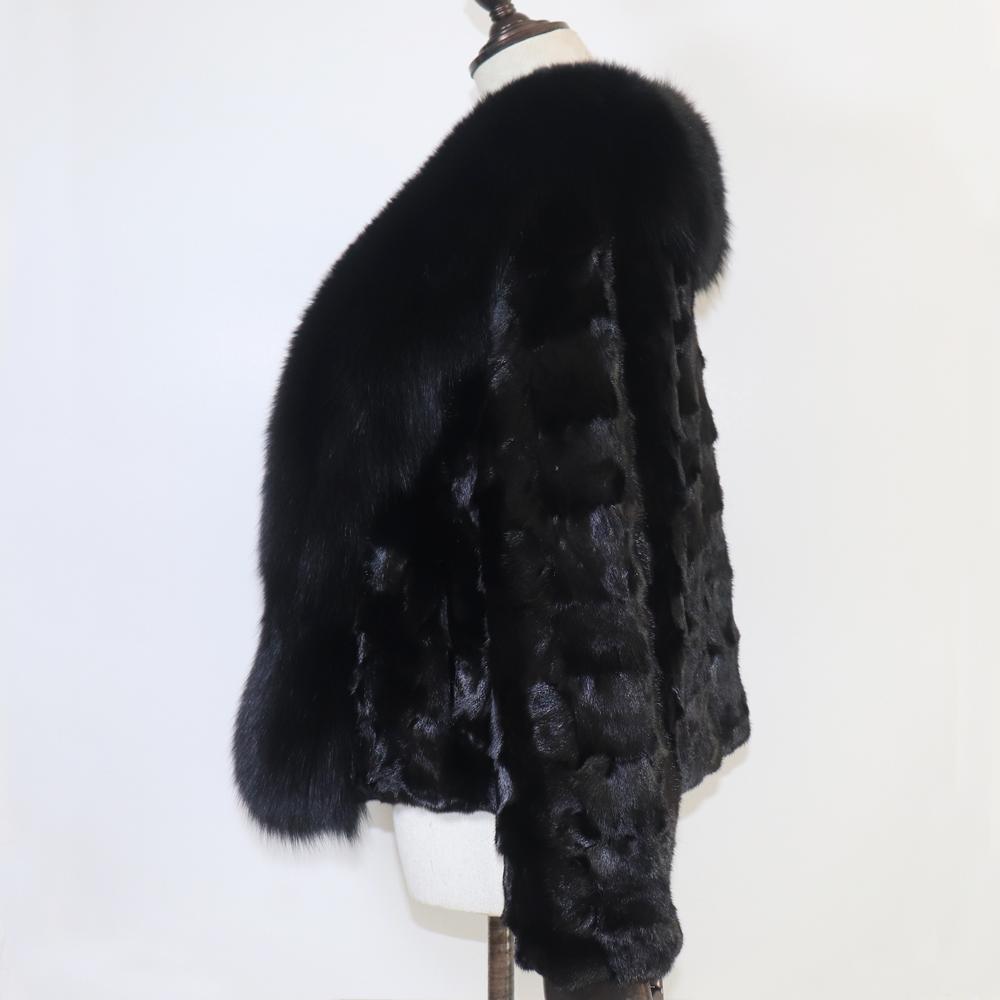 Real Mink Fur Coat For Women Winter Warm 100% Genuine Mink Fur Jacket With Fox Fur Collar Lady Quality Natural Mink Fur Overcoat