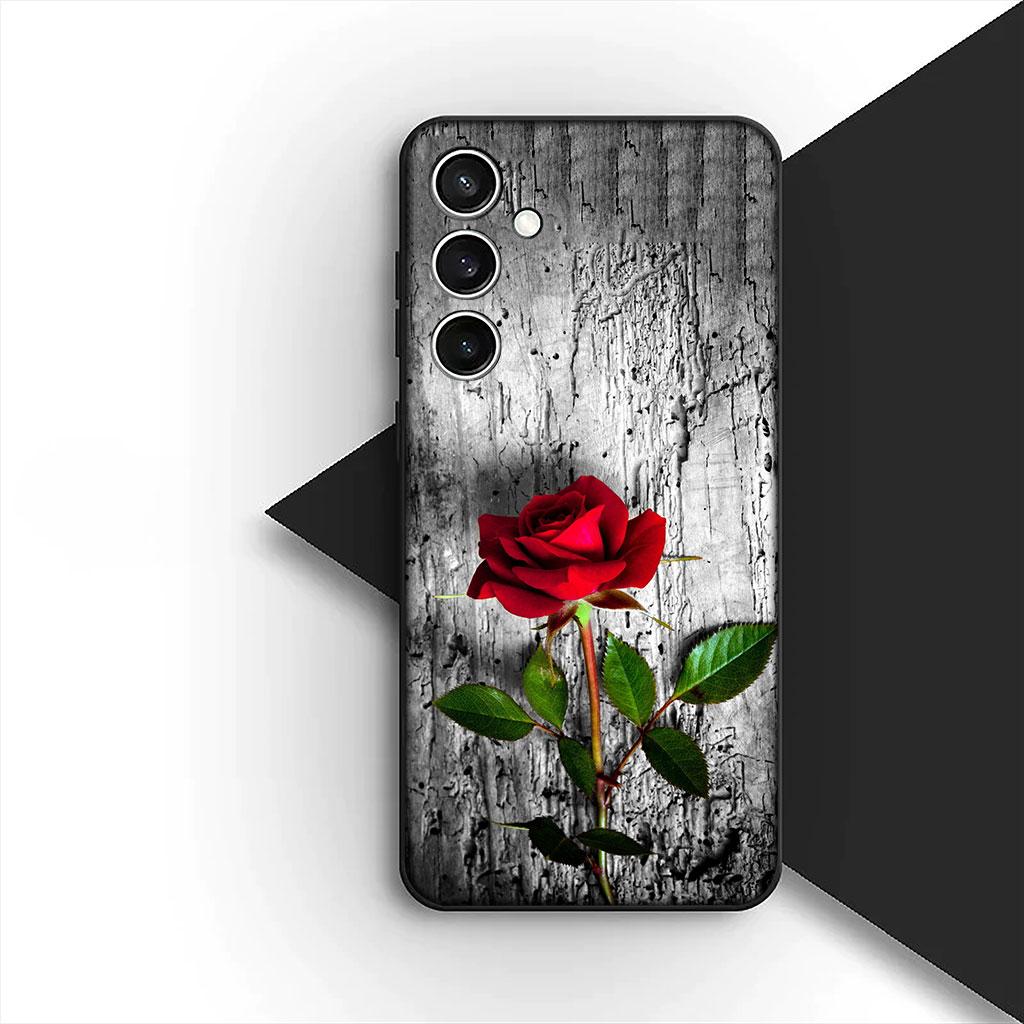 Cover Red Rose Flower Elegant Bloom Pink Peony Phone Case for Samsung Galaxy S25 S24 S23 FE Ultra Plus S7 Edge S25+ S23+ A56 5G