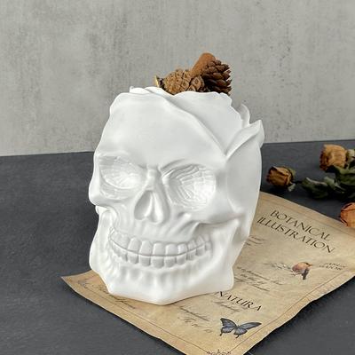 Creative Skull Flower Pot Silicone Mold DIY Plaster Candle Jar Epoxy Resin Pen Container Mold Halloween Ornaments Home Decor