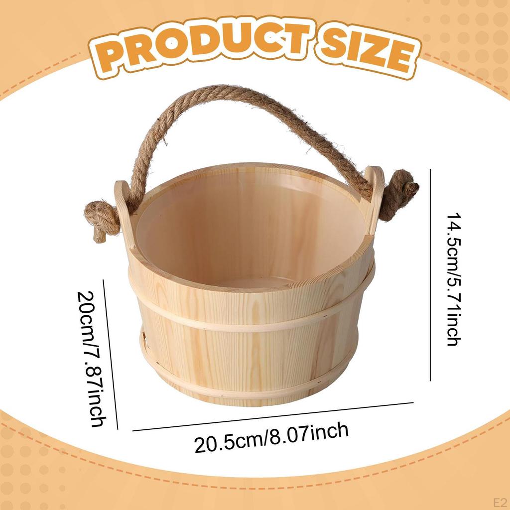 Wooden Sauna Bucket Water Sturdy Rope Handle Professional Versatile Accessories