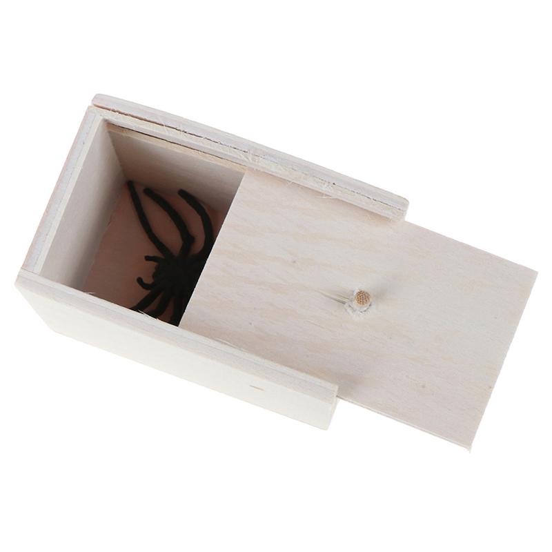 Funny Wooden Spider Box Hidden In Case Joke Gag Toy Halloween Gift