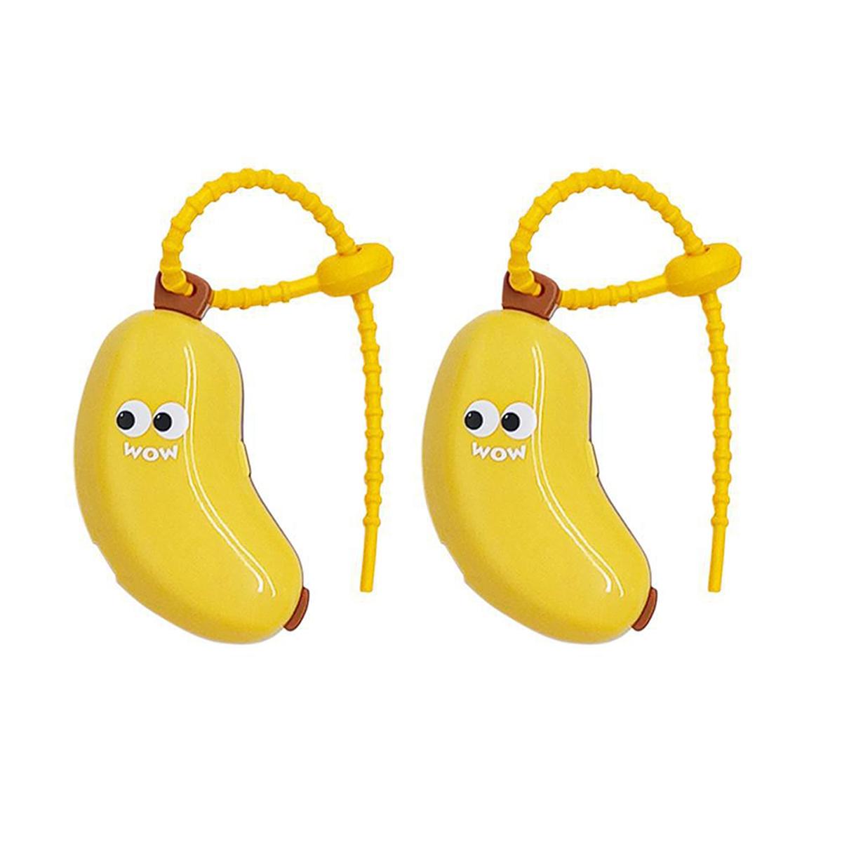 

Пластиковый защитный чехол для зубной щетки, портативный пылезащитный колпачок для зубной щетки в форме банана, защитный чехол для зубной щетки 2 в 1 2PCS-Yellow