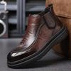Autumn and Winter New Chelsea Casual Fashion Leather Shoes One Pedal Thick-soled Velvet Thickened Men's Soft Leather Martin Boots