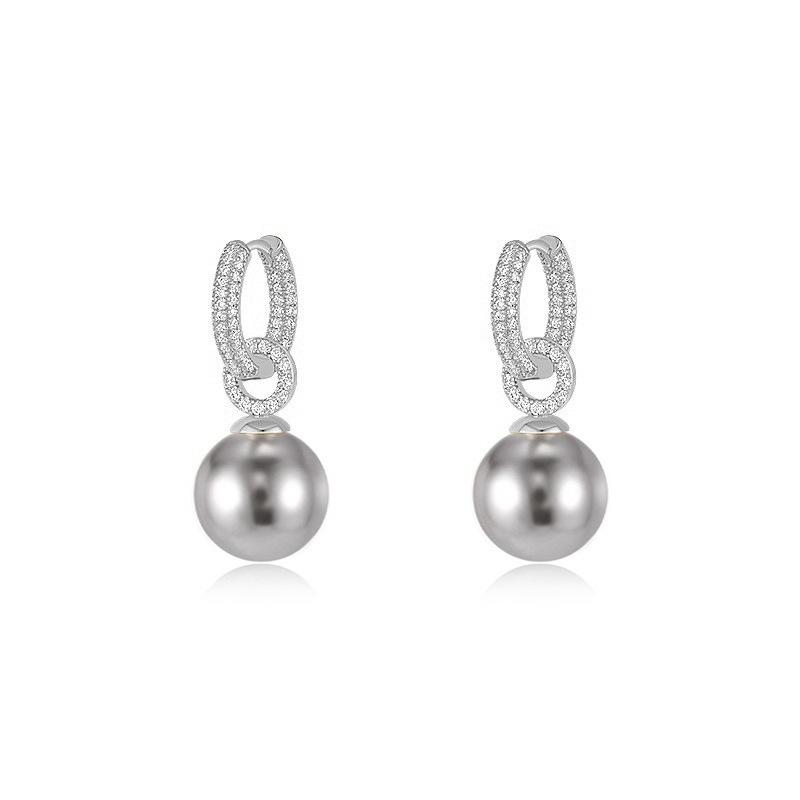 European and American  Luxury Zircon Round Ring Imitation Pearl Earrings Women's Wedding Banquet Jewelry Earrings 2024