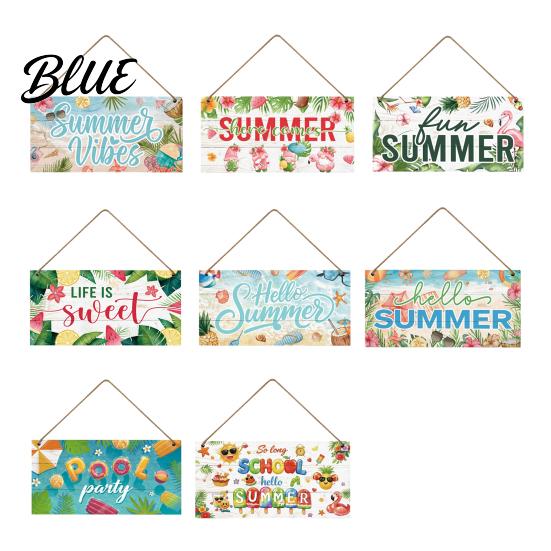 Wooden Door Plaque Summer Hanging Sign, Beach Theme Welcome Sign Front Decor with Decorative Rope, Colorful Hanger for Seasonal Farmhouse House