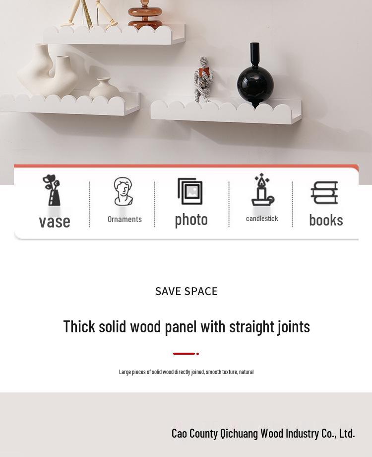 Solid Wood Lace Wall-Mounted Decorative Shelf for Home Living Room