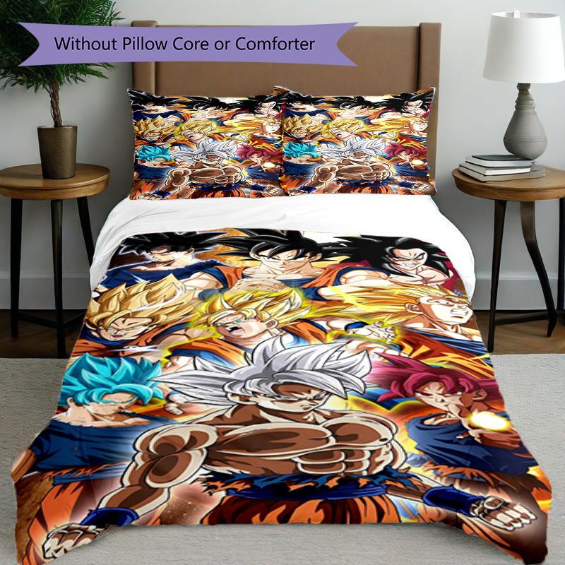 Set copripiumino 3 pezzi (1*Copripiumino + 2*Federe, Senza Nucleo), Set Biancheria da Letto con Stampa DRAGON BALL, Decorazione Camera da Letto, Stagione Unica, Regalo di Compleanno