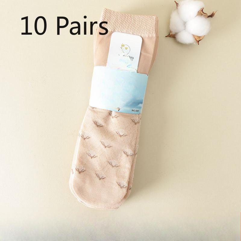 10 Pairs of Women's Summer Thin Breathable Cotton Bottom Non Slip Wear Resistant Loose Mouth Stockings