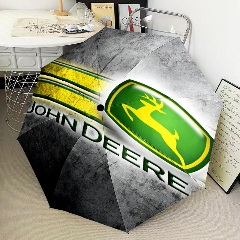 John Deere Design Regenschirm Faltschirm, Automatikschirm 8-Speichen für Reisen, Camping Nutzung Geschenk für Halloween Weihnachten