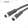 M8 Waterproof 34-Pin 5/6-Core 8-Hole Elbow Connector IP67 Male-Female with Pre-embedded Wire.