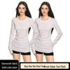 Early Summer Women's Round Neck Fleece T-Shirt - 270g, Double-Sided, Warm, Long Sleeve, Tight Fit, Casual