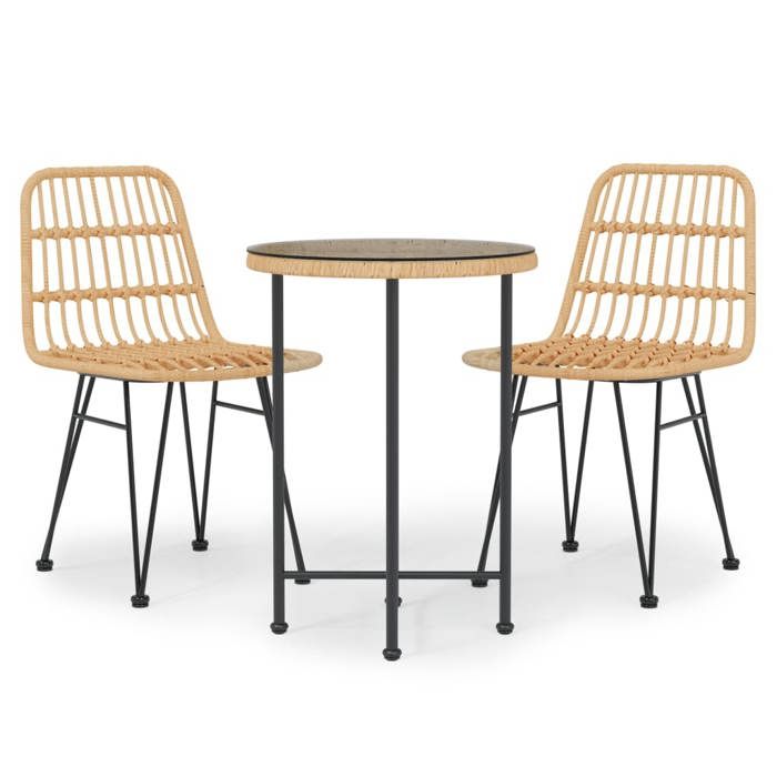 VidaXL 3-Piece Garden Dining Set Woven Resin, Patio Set, Garden Bistro Set, Dining Set 3157835