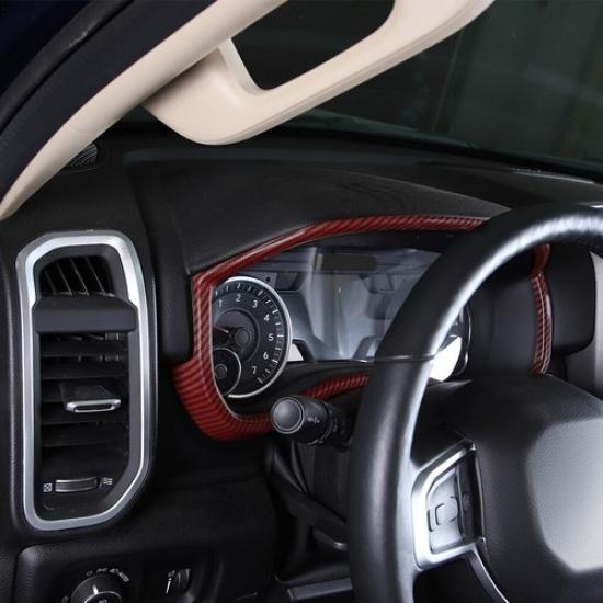 Interior Dashboard Meter Trim Cover Frame For Dodge Ram1500 18+ Red Carbon Fiber