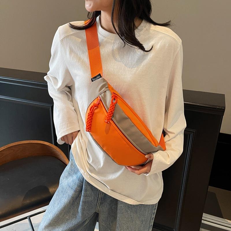 Contrast color breast bag women's casual simple messenger bag female student sports mobile phone fanny pack men