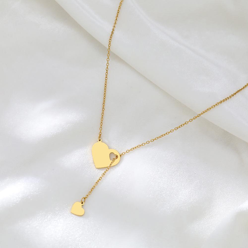 Stainless Steel Necklaces Sweet Heart Pendants Chains Charms Choker Fashion Necklace For Women Zircon Wedding Party Girls Gifts
