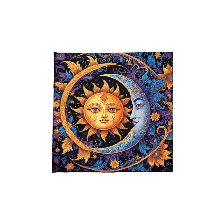 

Квадратный гобелен для гаданий с узором Солнце и Луна Астрологическая скатерть Скатерть для Таро Скатерть для стола Принадлежности для колдовства B 50x50cm