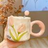 Graduation Gifts for Teachers, College Students, Practical Mugs, Women's High-value Tulip Ceramic Cups, Souvenir Water Cups