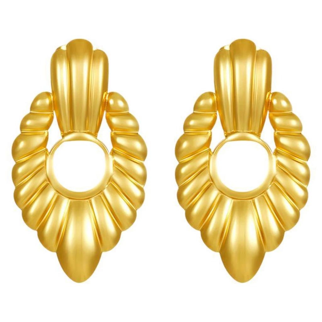New Gold Color Stainless Steel Retro Boho Stud Earrings Hypoallergenic Light Luxury Jewelry for Women for Daily Party